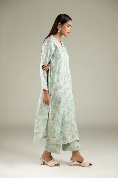 Embroidered | Raw Silk | Floral Lace Pants | GBP 25.00