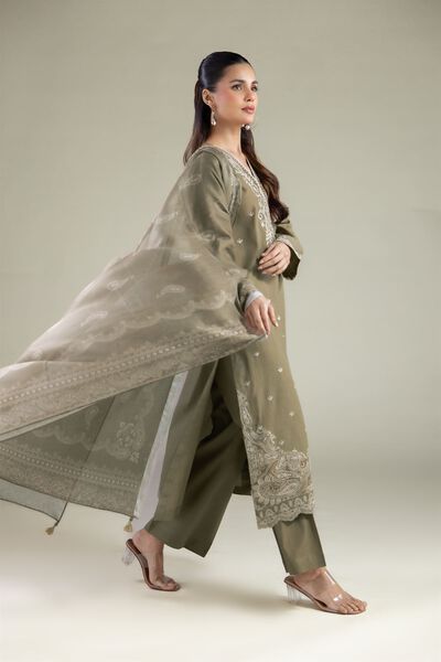 Embroidered | Cotton Dobby | Tailored 3-Piece Outfit | GBP 70.00