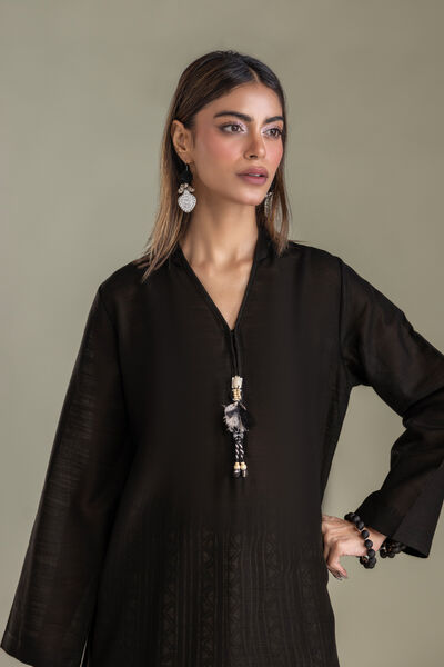 Printed | Light Khaddar | Black Khaddar Kurta | GBP 30.00