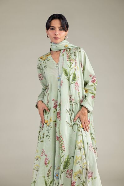 Printed | Lawn | Floral Mint Dupatta | GBP 25.00