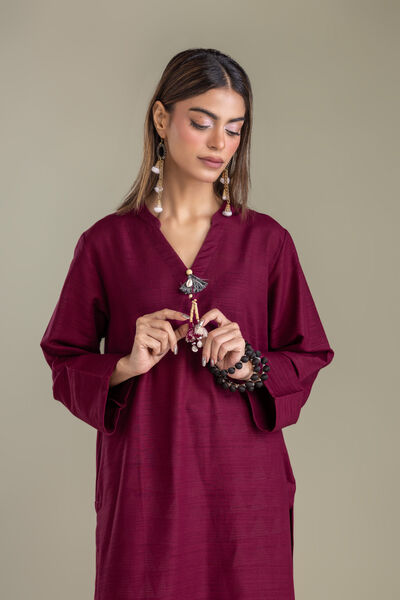 Printed | Light Khaddar | Solid V-Neck Kurta | GBP 30.00