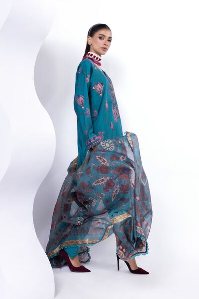 Embroidered | Dull Raw Silk | Fabrics 3 Piece | GBP 42.50