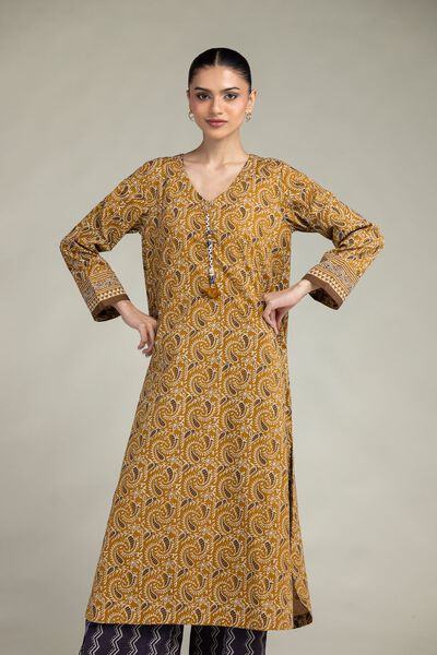 Printed | Cambric | Paisley V-Neck Kurta | GBP 35.00