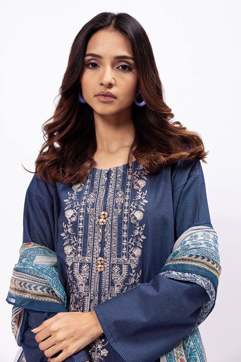 Embroidered | Yarn Dyed Slub | Fabrics 3 Piece | null