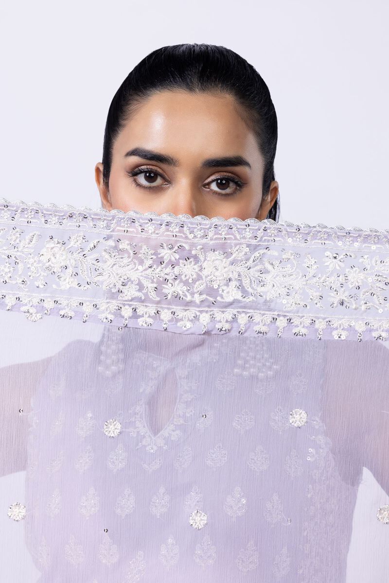 Embroidered | Polyester Crinkle Chiffon | Dupatta | GBP 25.00