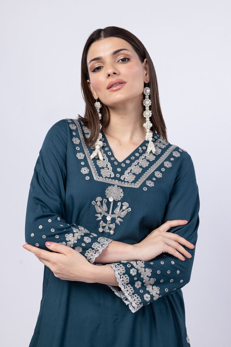 Embroidered | Crosshatch Raw Silk | Kurta | GBP 45.00