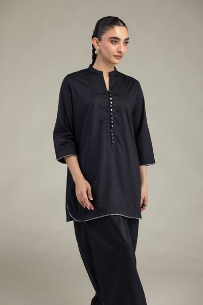 Embroidered | Textured Cotton Viscose | Black Cotton Kurta | GBP 21.00