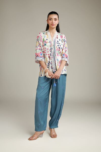 Embroidered | Viscose Crepe | Trousers | GBP 25.00