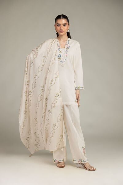 Embroidered | Cotton Dobby | Floral Cotton Pants | GBP 15.00