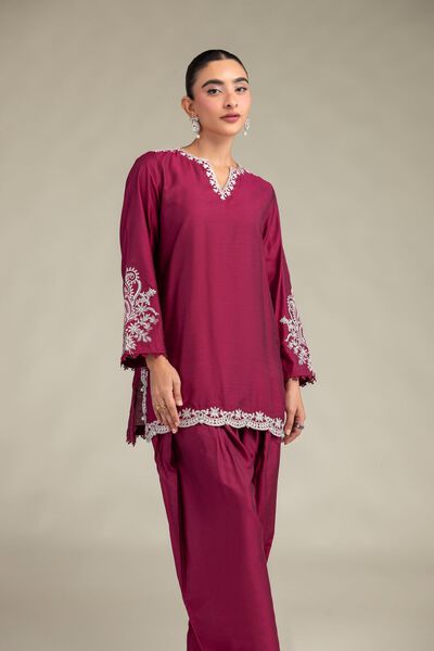 Printed | Raw Silk | Silk V-Neck Kurta | GBP 45.00