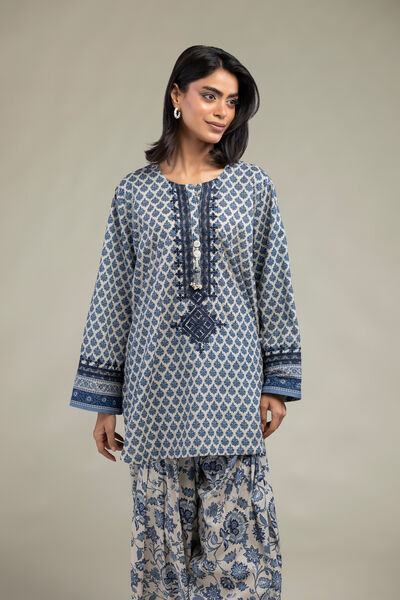 Embroidered | Cambric | Blue Cambric Kurta | GBP 35.00