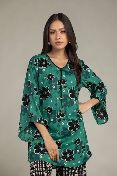 Printed | Cambric | Floral Green Kurta | GBP 30.00