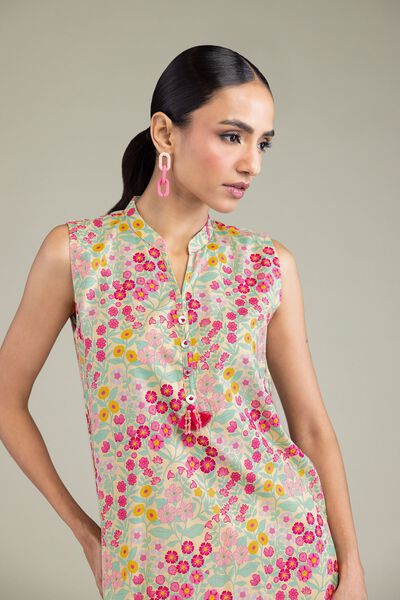 Printed | Cambric | Long Sleeveless Kurta | GBP 15.00