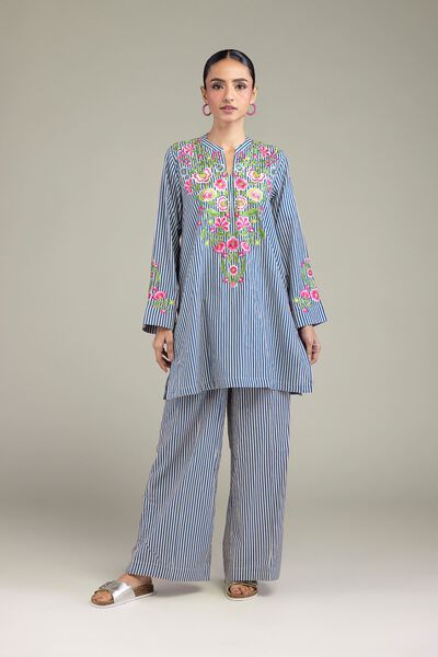 Embroidered | Cambric | Blue Cambric Pants | GBP 15.00
