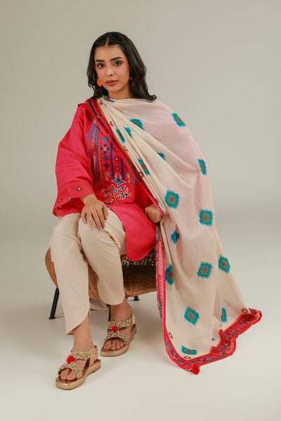 Embroidered | Cotton Dobby | Cotton V-Neck Kurta | GBP 30.00