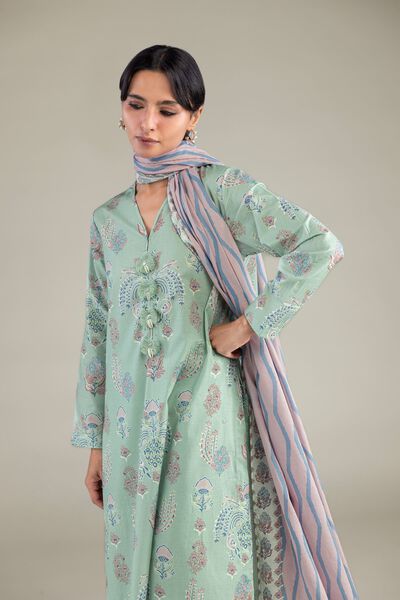 Cambric | Mint V-Neck Kurta | GBP 30.00