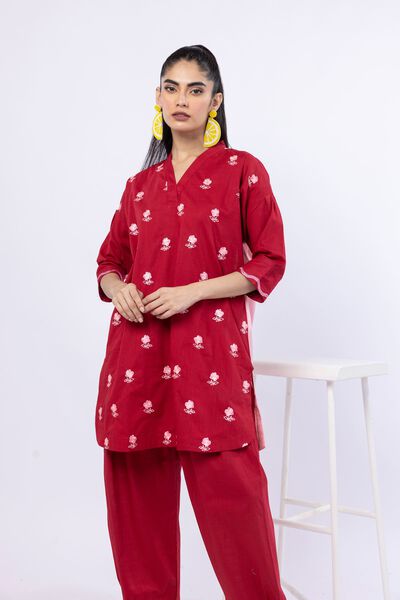 Embroidered | Crosshatch Poplin | Kurta | GBP 25.00