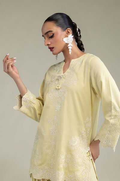 Embroidered | Raw Silk | Silk V-Neck Kurta | GBP 50.00