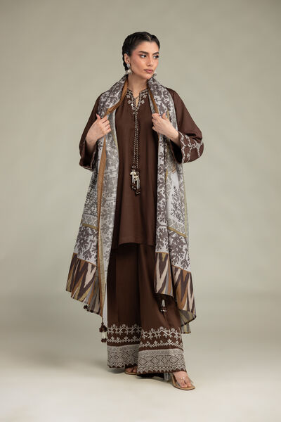 Embroidered | Raw Silk | Brown Silk Pants | GBP 35.00