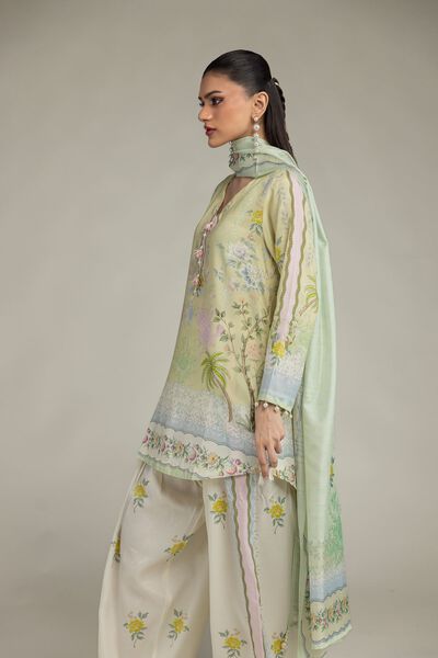Embroidered | Polyester Silk | Floral Mint Dupatta | GBP 20.00