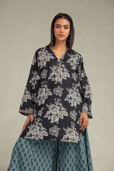 Printed | Cambric | Black Cambric Kurta | GBP 30.00
