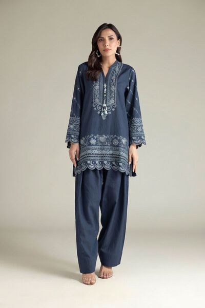 Embroidered | Textured Cotton | Tailored 2 Piece | Top and Bottom | GBP 60.00