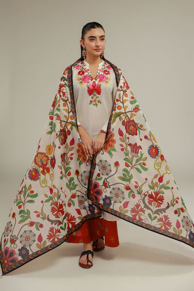 Embroidered | Cotton Net | Dupatta | GBP 15.00