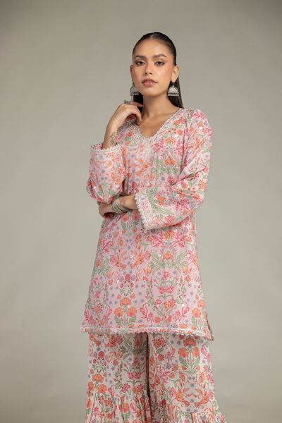 Embroidered | Cotton Viscose | Short V-Neck Kurta | GBP 40.00