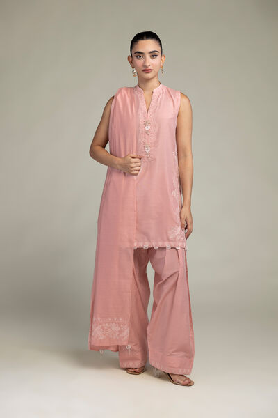 Raw Silk | Pink Solid Shalwar | GBP 25.00