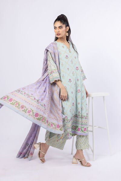 Printed | Crosshatch Raw Silk | 3 Piece Co-ord Set | GBP 105.00