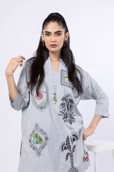 Embroidered | Crosshatch Poplin | Kurta | GBP 25.00