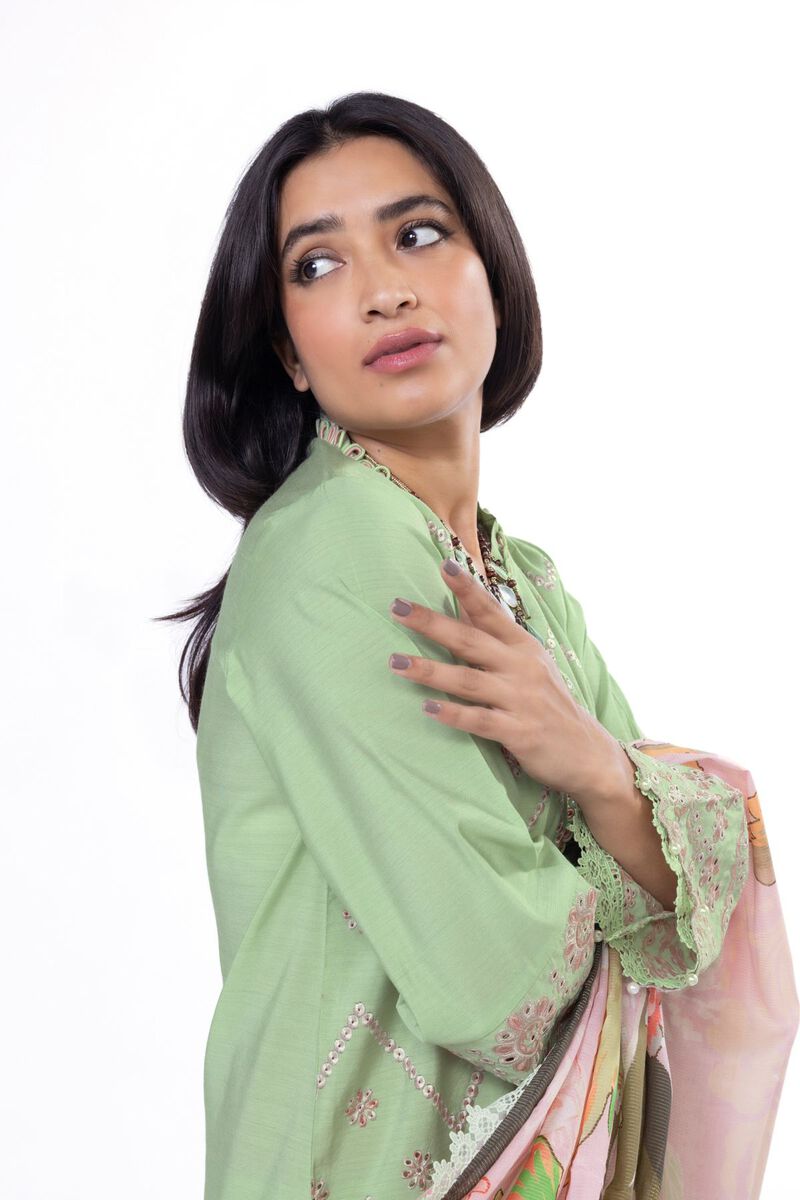 Embroidered | Dull Raw Silk | Fabrics 3 Piece | GBP 32.50