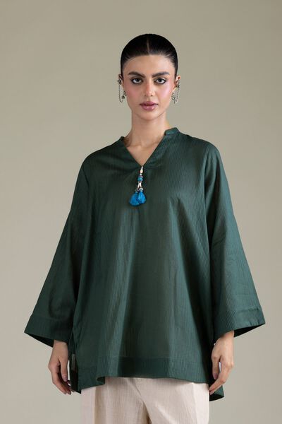 Dyed | Cotton Dobby | Solid V-Neck Kurta | GBP 30.00