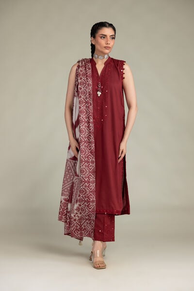 Embroidered | Raw Silk | Sleeveless Longline Kurta | GBP 50.00