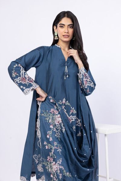 Embroidered | Cotton Net YD with White/Black Warp | Dupatta | GBP 25.00