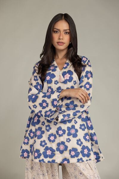 Printed | Cambric | Floral V-Neck Kurta | GBP 30.00