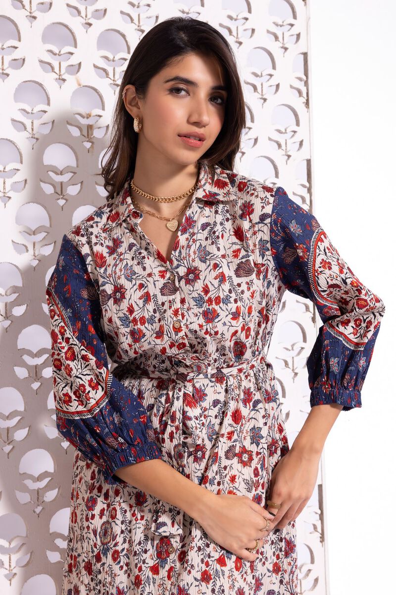 Printed | Ripple Crinkle | Maxi Dress | null