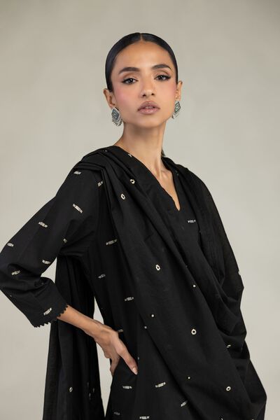Textured Lawn | Embroidered | Black Lawn Dupatta | GBP 30.00