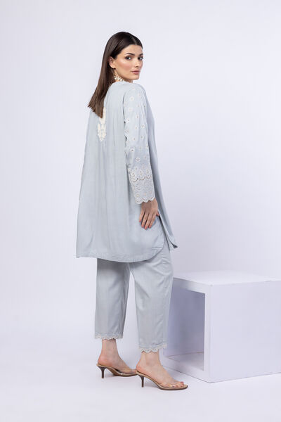 Embroidered | Crosshatch Raw Silk | Pants | GBP 20.00
