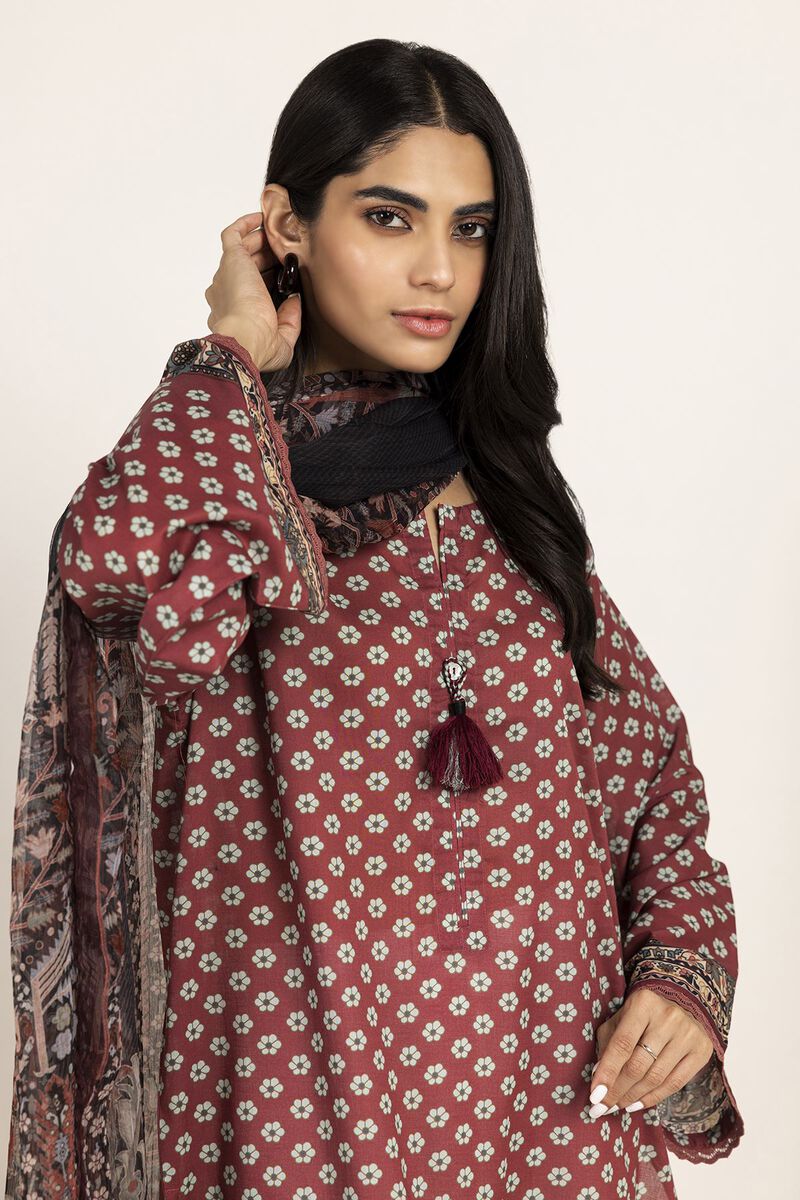 Fabrics 2 Piece | Top Dupatta, RED, hi-res image number null