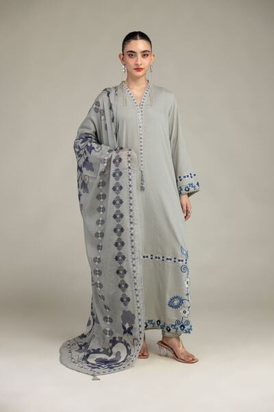 Embroidered | Raw Silk | Gray Silk Shalwar | GBP 20.00