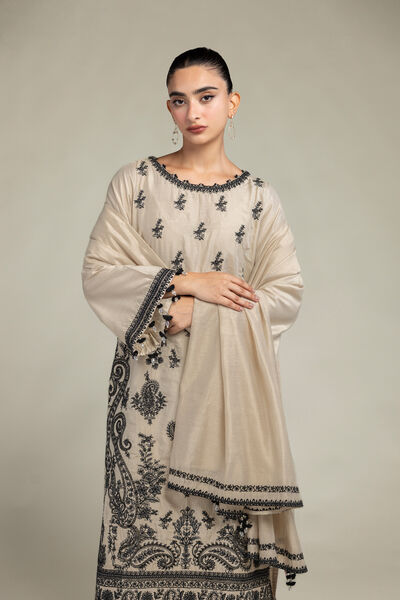 Cotton Net | Floral Beige Dupatta | GBP 20.00