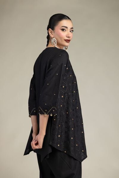 Embroidered | Raw Silk | Black Silk Kurta | GBP 40.00