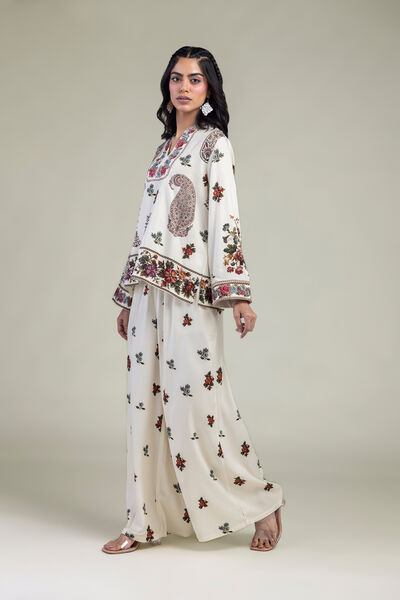 Embroidered | Viscose Crepe | Floral Viscose Trousers | GBP 25.00