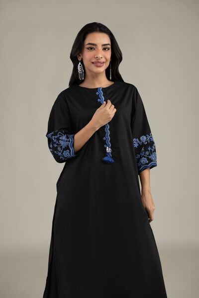 Embroidered | Cambric | Black Cambric Kurta | GBP 35.00