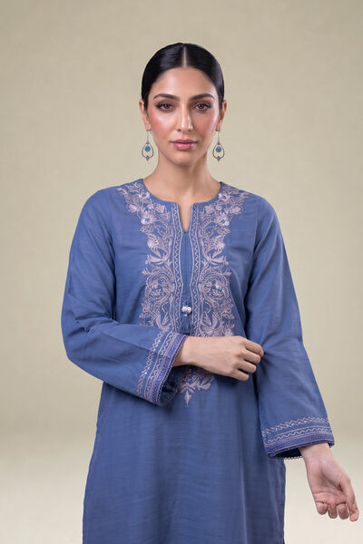 Embroidered | Light Khaddar | Embroidered Blue Kurta | GBP 40.00