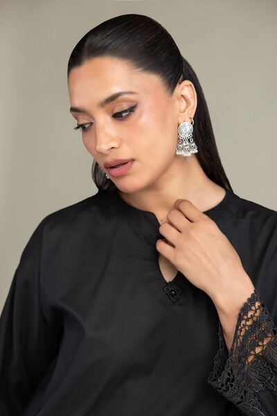 Embroidered | Cambric | Short Black Kurta | GBP 45.00