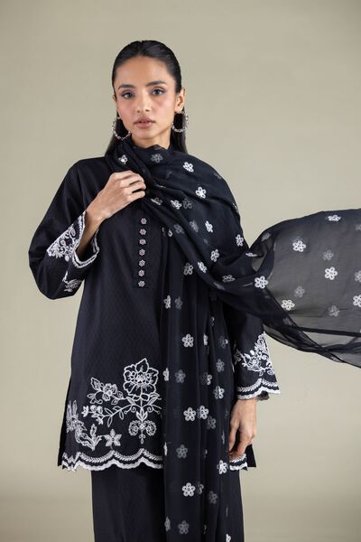 Embroidered | Cotton Dobby | V-neck Floral Kurta | GBP 25.00