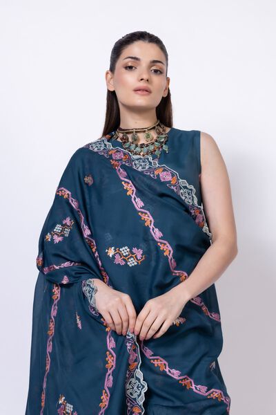 Embroidered | Light Oak Silk | Dupatta | GBP 25.00