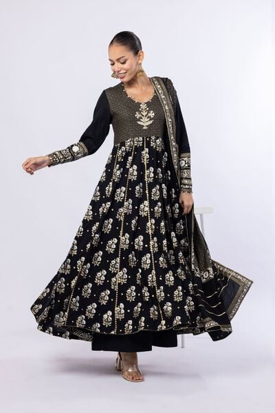 Printed | Dull Raw Silk | 3 Piece Co-ord Set | GBP 85.00